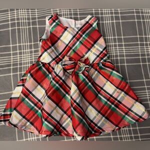Beautiful plaid Christmas dress with bow. Size 12 months